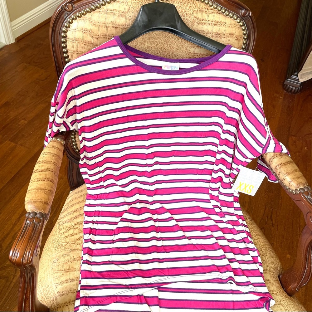 Pink fuchsia magenta purple stripe tunic tee Irma